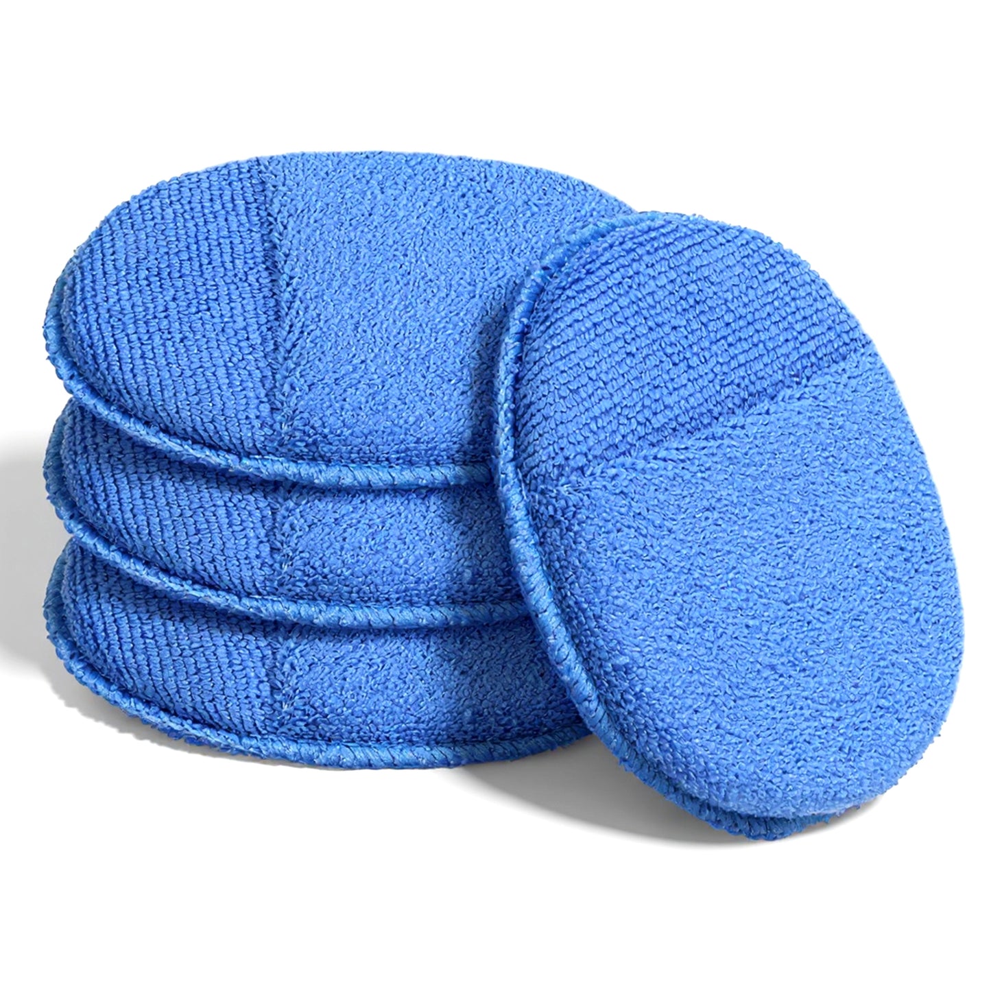 Microfiber Wax Applicator Pads, Ultra-Soft Microfiber Sponge Pads with Finger Pocket, Washable Reusable Polishing Buffing Pad for Car Cleaning, Polishing and Detailing (4 Pack, Blue)