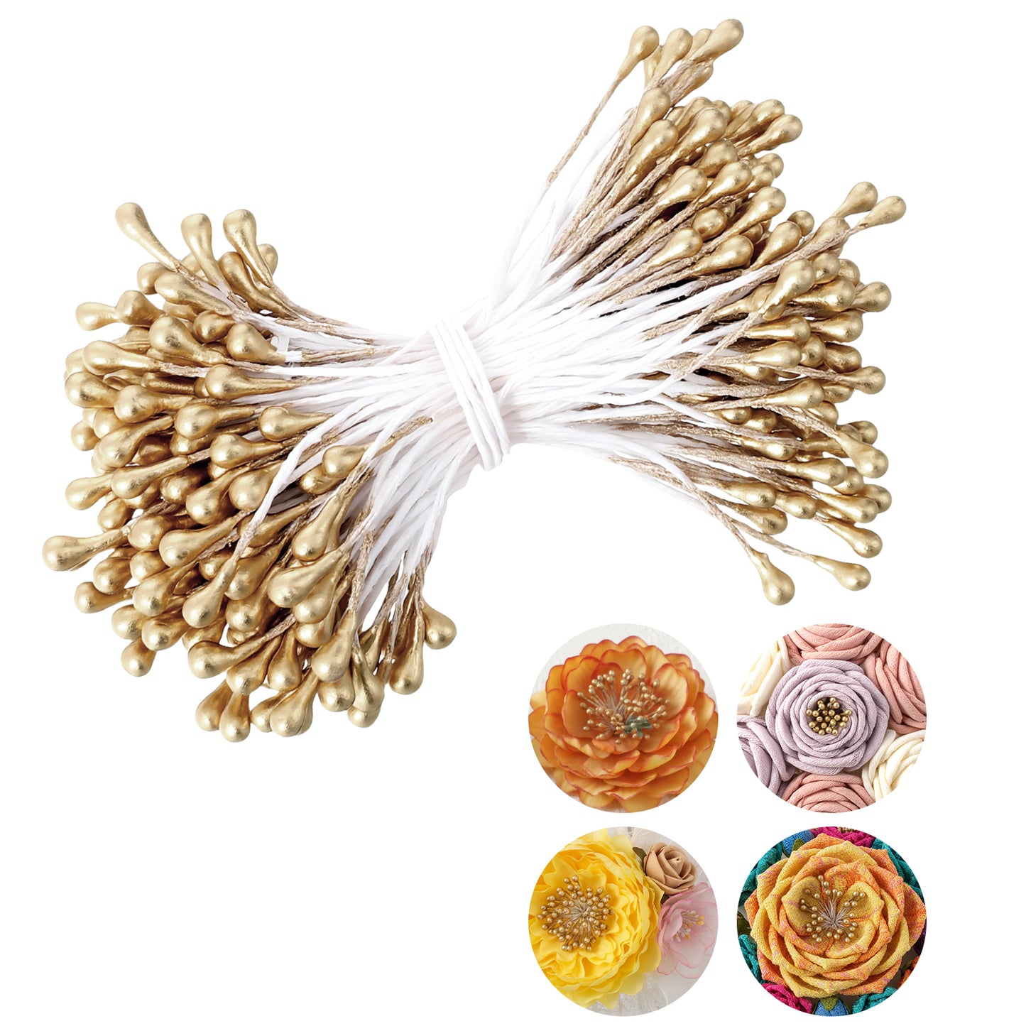 Matwsec 150PCS 3mm Double Heads Flower Stamen Golden Brown Stamens for Flowers Making Flower Stamens for Artificial Flowers Crafts Christmas Card Wedding Scrapbook Decoration