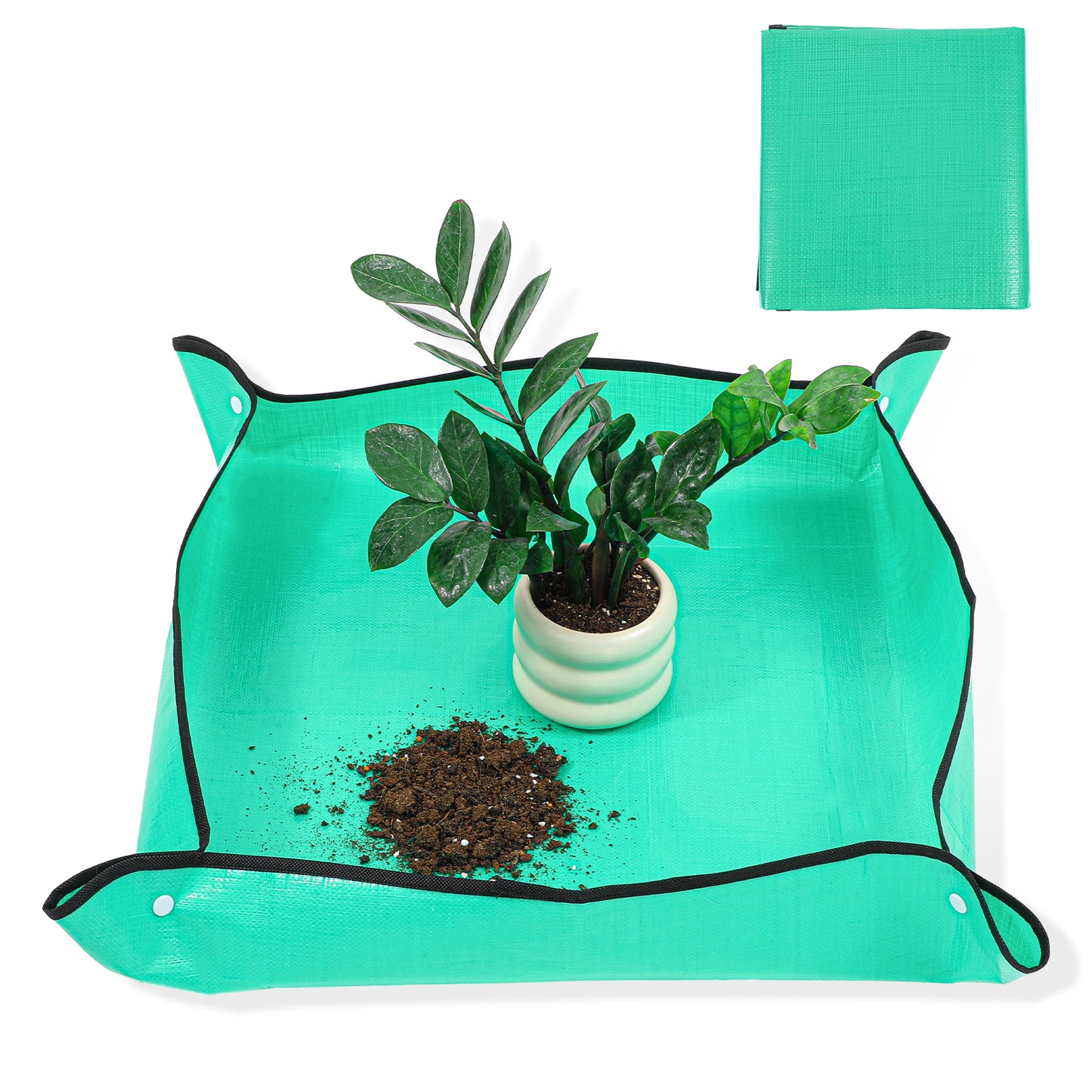 Nogeqi Repotting Mat for Indoor Plants, Thickened Waterproof Plant Mat, Foldable Portable Gardening Mat for Succulent Transplanting and Mess Control(26.8"X 26.8", Green)