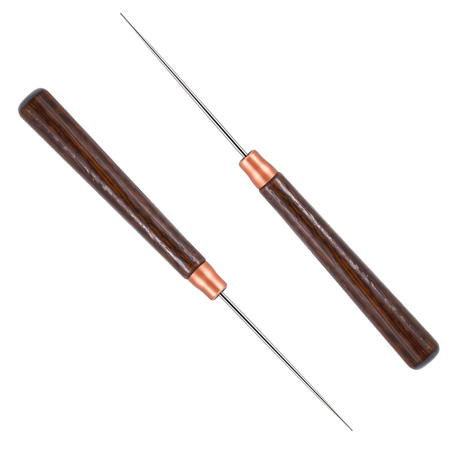 2 PCS Wood Handle Awl Tool, Leather Awl Punch Tool for Leather Craft, Punching, and Sewing, Durable Steel Needle Awl for DIY Projects