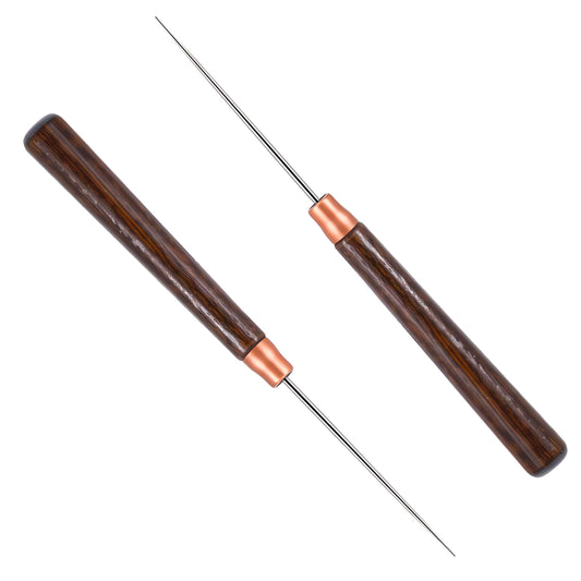 2 PCS Wood Handle Awl Tool, Leather Awl Punch Tool for Leather Craft, Punching, and Sewing, Durable Steel Needle Awl for DIY Projects