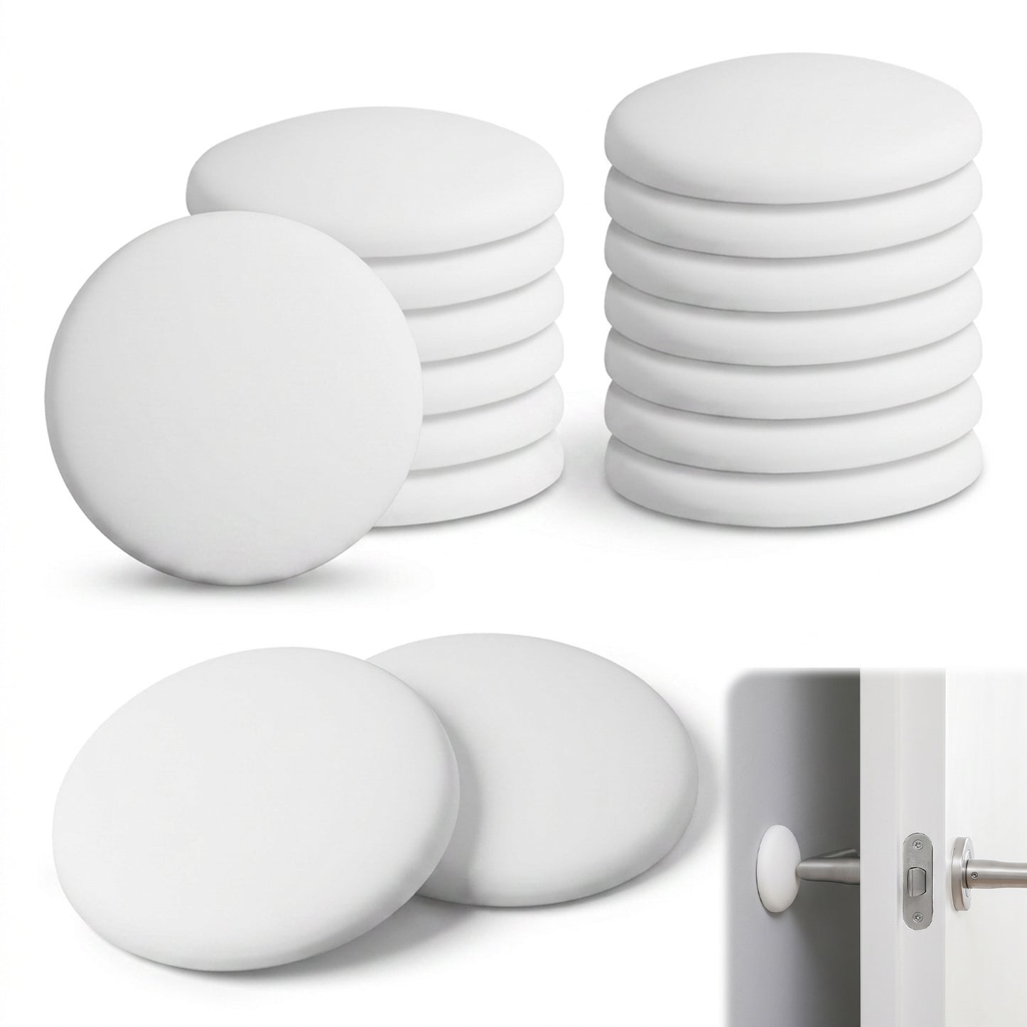 Chsoejuf 14Pcs Door Knob Protector for Wall Adhesive Doorknob Protector
