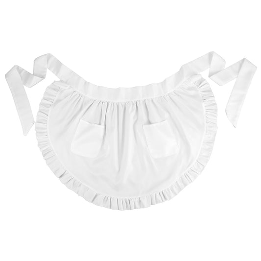 Ymapinc White Waist Apron Retro Apron with Pockets for Women Ruffle Frilly Apron Waitress Apron Maid Costume Apron Vintage Frilly Apron for Kitchen Cooking Baking Cosplay Accessories