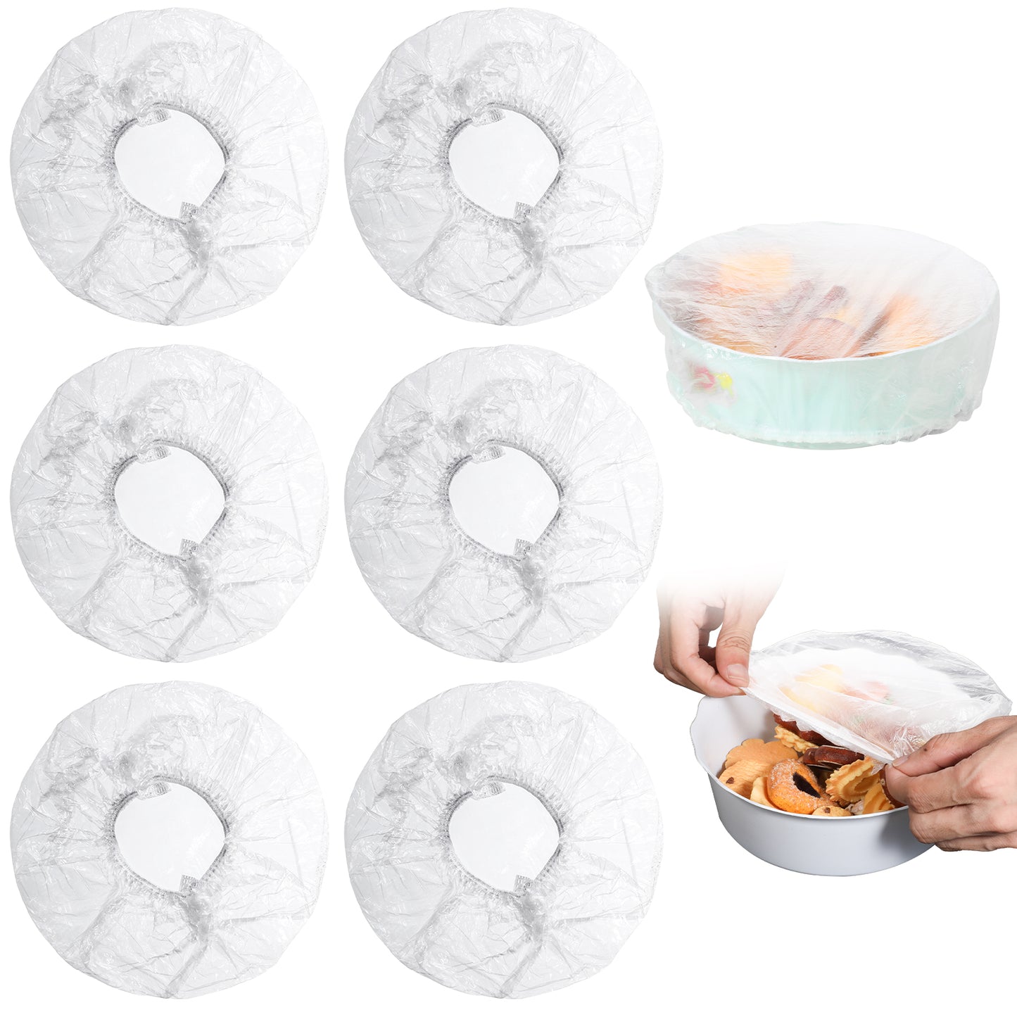 Nogeqi 100PCS Sourdough Plastic Bowl Covers Elastic Reusable Plastic Covers for Bowls Elastic Bowl Covers Reusable Plastic Food Covers with Elastic Reusable Bowl Covers for Storage Containers