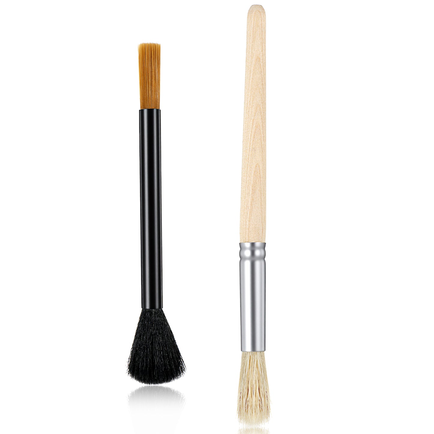 2Pcs Coffee Grinder Brush Set, Espresso Brush with Natural Bristle and Walnut Wood Handle, Coffee Bar Accessories Coffee Brush with Hanging Loop, Fluffy & Soft Bristles Coffee Brush for Barista Home