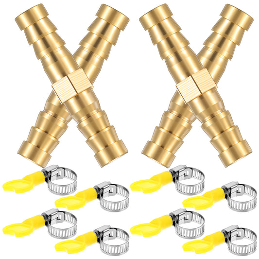 12 Pcs Brass Hose Barb Fittings Barbed Reducing Union Splicer Mender Joint Fitting Male Thread Hose Barb Adapter Connector for Fuel Gas Water Air Men Yellow Gold Practical Tools