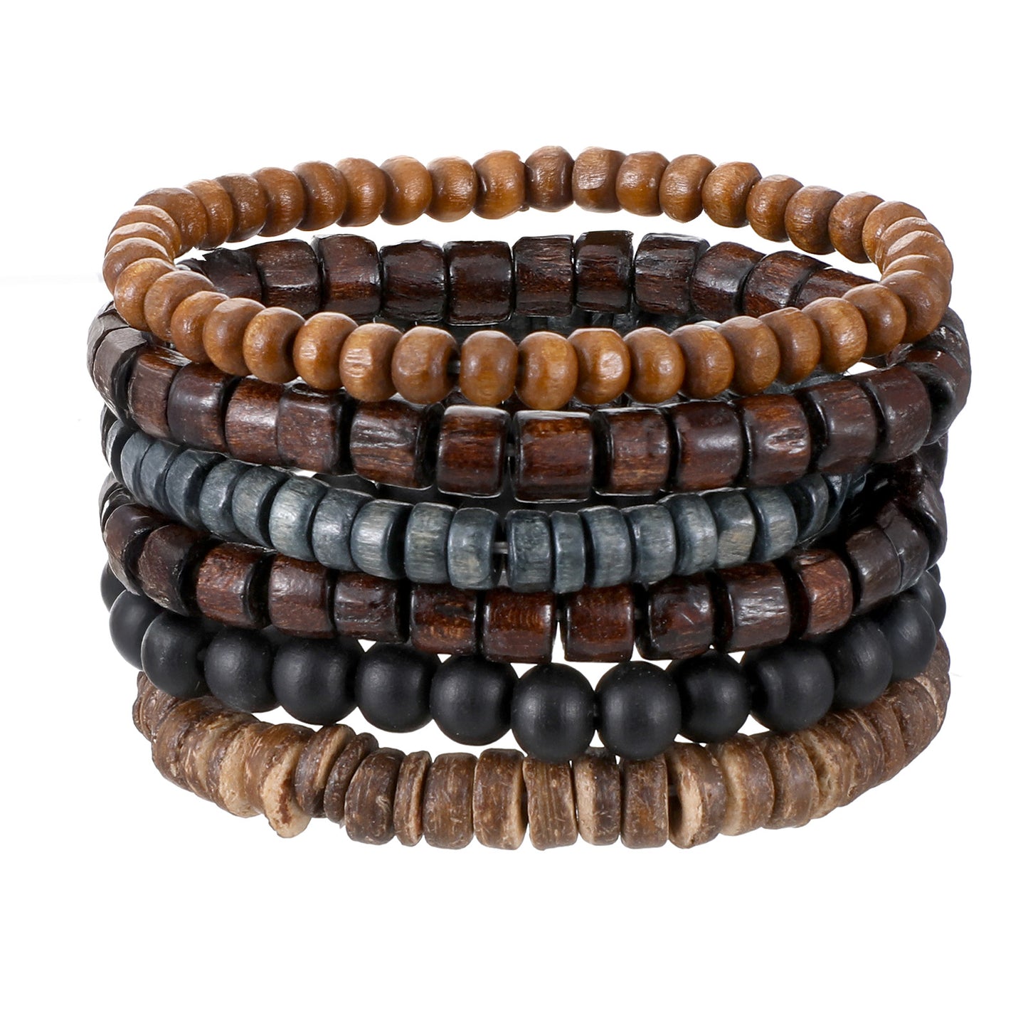 Ymapinc 6pcs Gothic Mens Adjustable Bracelets, Punk Wooden Beaded Bracelet for Men, Multilayer Grunge Wrist Bands Men, Men’s Bracelets, Meaningful Friend Gift