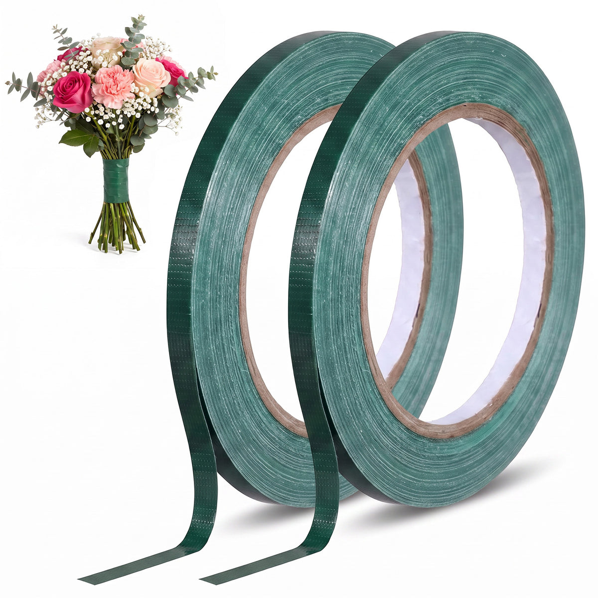 RAHHLIZS 2 Rolls Green Floral Tape 65 Yard Green Floral Tape for Wrapping