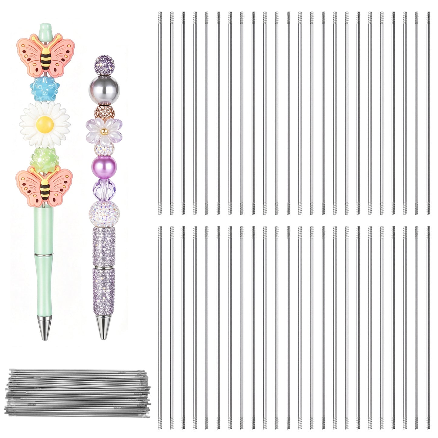 Ouligay 50pcs Pen Extenders for Beadable Pens 4.6 Inch Silver