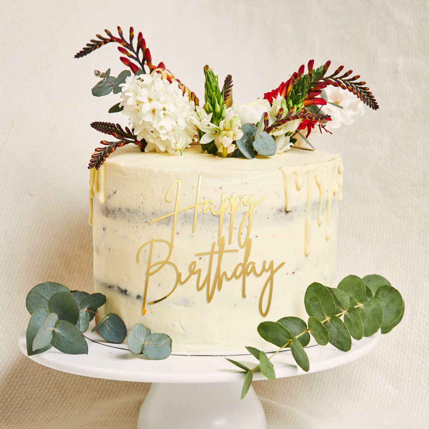 1PCS Gold Birthday Cake Topper, Mirror Acrylic Cake Topper, Glitter Happy Birthday Sign Decorations Cupcake Toppers for Anniversary, Bridal Shower, Party Desserts Pastries Supplies