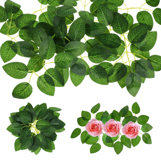 30 Pcs Artificial Green Leaves Rose Artificial Bulk Fake Leaves Greenery for DIY Wedding Birthday Bouquets Greenery Centerpieces Home Decorations (6 Leaf Green)