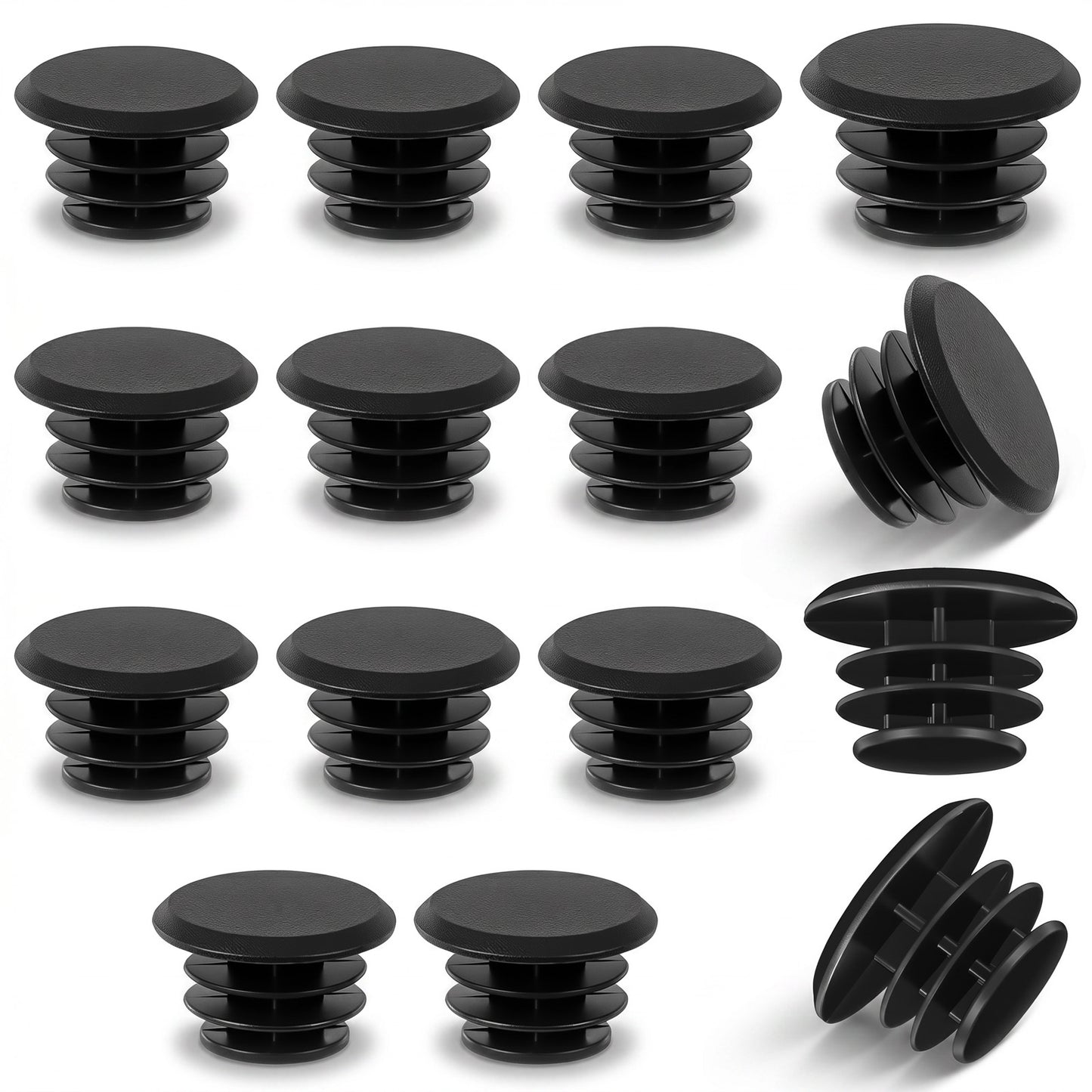 15 Pcs Handlebar Bar End Plugs, Universal Bike Handlebar Bar End Plugs, Durable Plastic Bicycle Grip Caps for Road, Mountain, and MTB (Black)