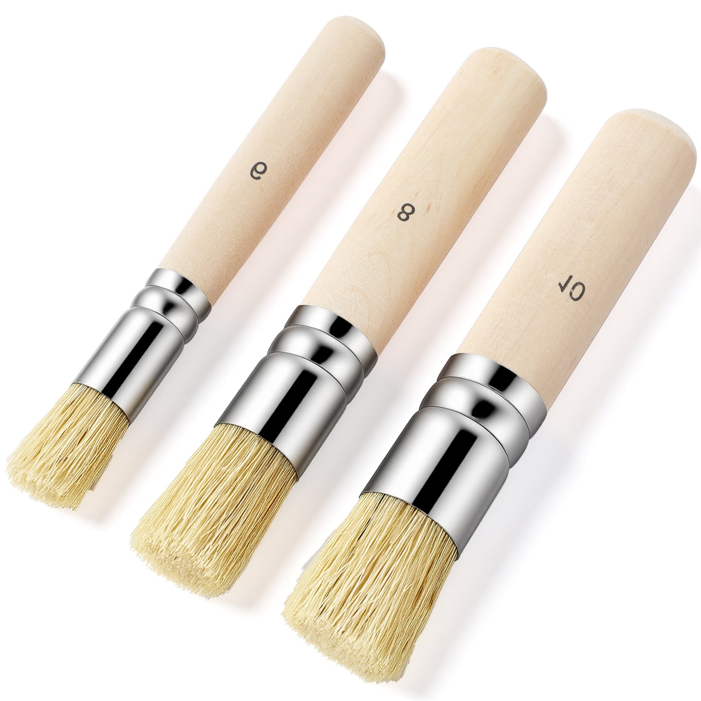3Pcs Wooden Stencil Brush Natural Bristle Paint Brushes for Acrylic Oil Watercolor Painting, Stencils Project, Card Making, DIY Art Crafts