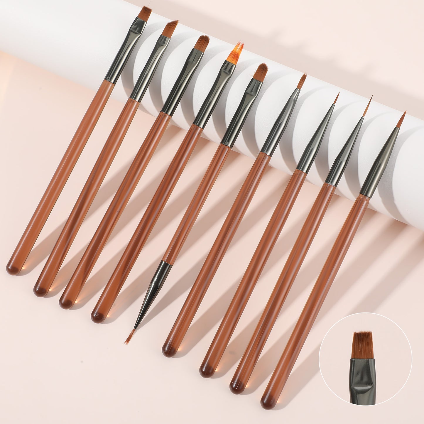 9 PCS Nail Design Brushes Set Shimmeroo Acrylic Nail Art Tool Brushes Nails Extension Gel Brush Builder Gel Brush Nails Dotting Pen Salon at Home DIY Manicure(Brown)