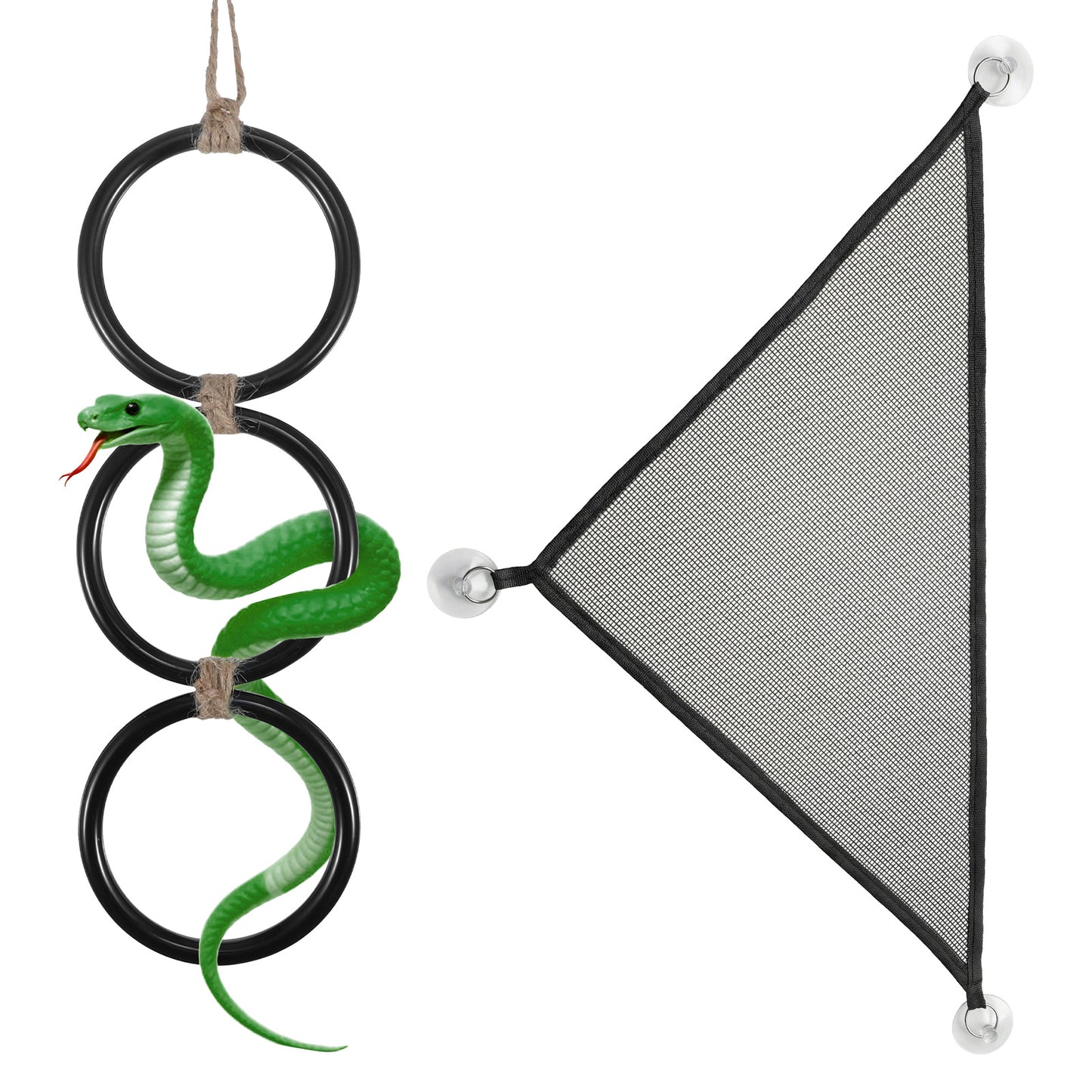 Sorcristy Snake Climbing Rings, Reptile Climbing Hammock Set, Snake Climb Rings and Net for Ball Python, Corn Snakes, Lizard, Chameleon, Iguana, Gecko