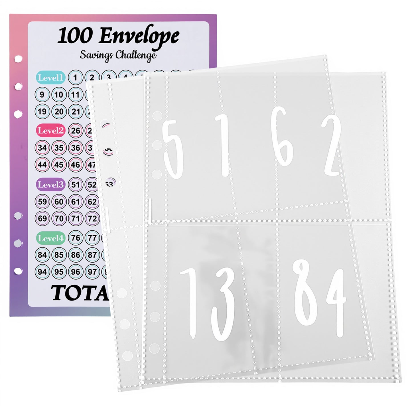 25 PCS 100 Envelope Money Saving Challenge Binder, 6 Ring A5 Money Saving Binders Challenge Book, Budget Binder Planner 1~100 Numbers Multiple Budget Sheets for Cash Stuffing