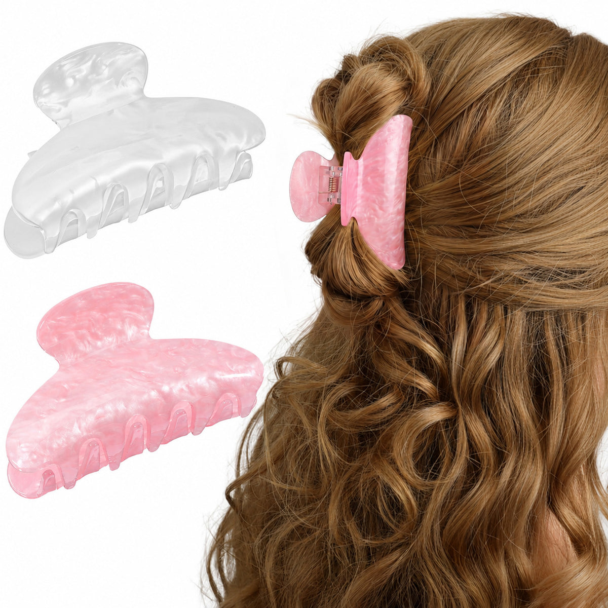 Shimmeroo 2PCS Hair Claw Clips, Elegant Big French Claw Clips Barrettes