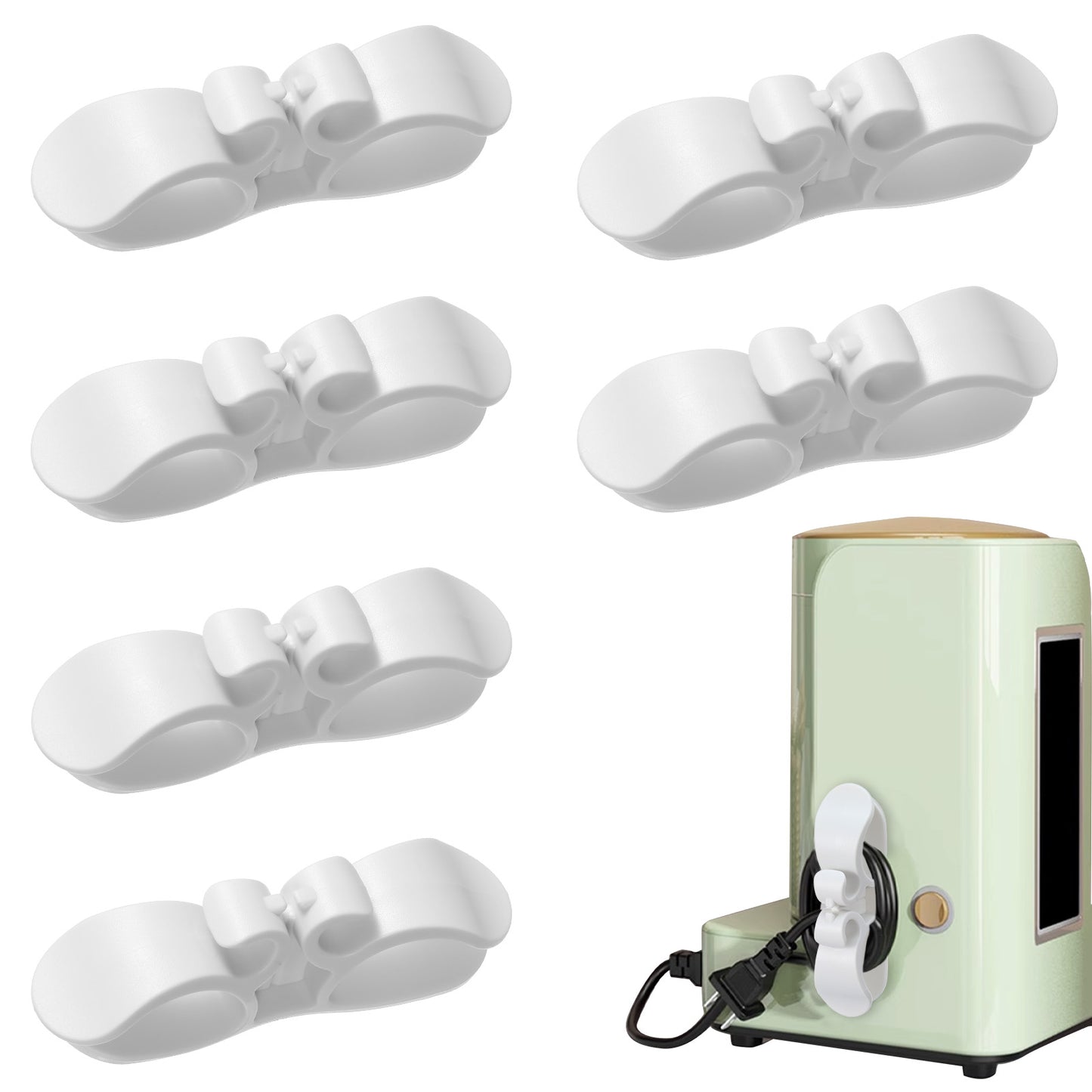 Ouligay 6PCS White Appliance Cord Organizer for Appliances, Kitchen Appliance Cord Wrap Stick on Cords Holder for Pressure Cooker, Coffee Maker, Air Fryer, Toaster and Blender