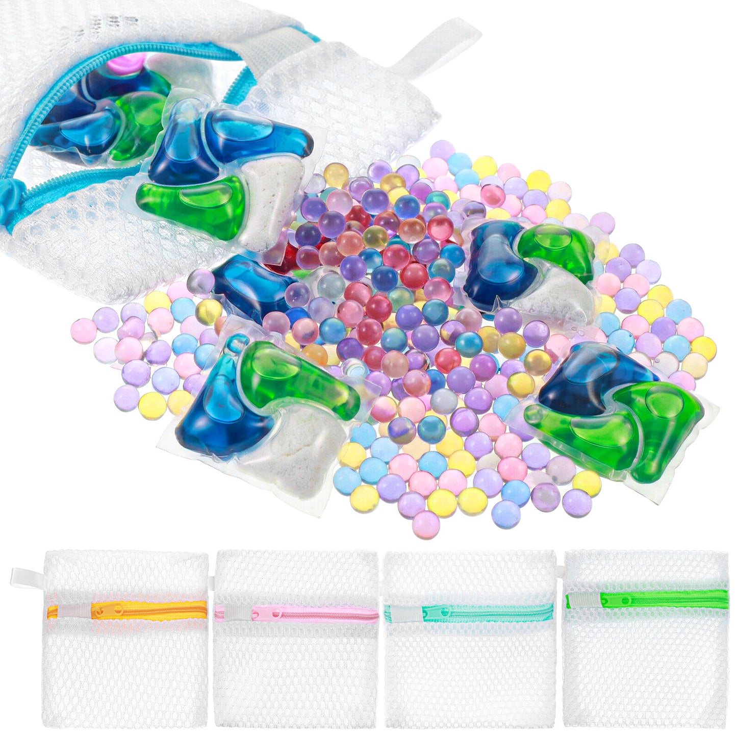 Tyqour 5pcs Small Mesh Laundry Bags, Anti-Sticking Laundry Pod Bags, Durable Polyester Storage Bags for Scented Beads, Travel Laundry Organizer, Protect Delicate Garments