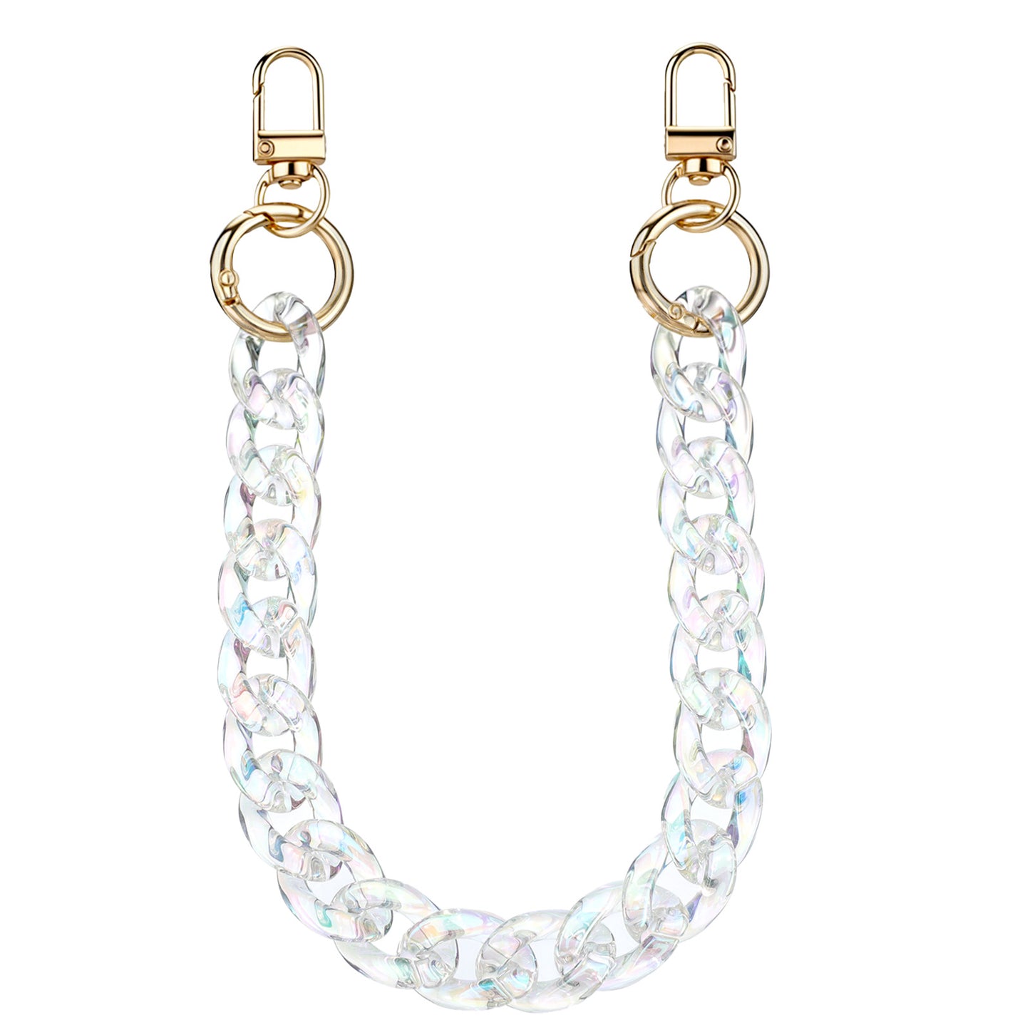 RAHHLIZS 13.39in/34cm Chunky Acrylic Purse Chain Strap Bag Chain,Phone Chain Wristlet,Purses Extender Chains Replacement Shoulder Strap for Bags & Phones(Transparent Rainbow)