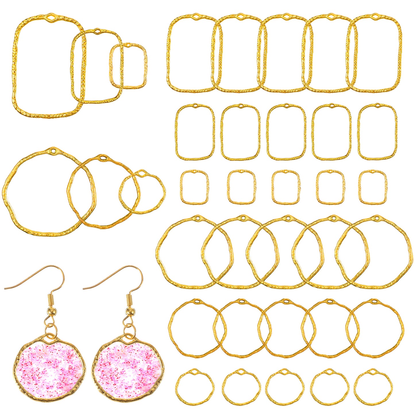 Matwsec 30 PCS Bezels for Resin Jewelry Making Open Bezel for Resins DIY Resin Earrings Necklaces Crafts