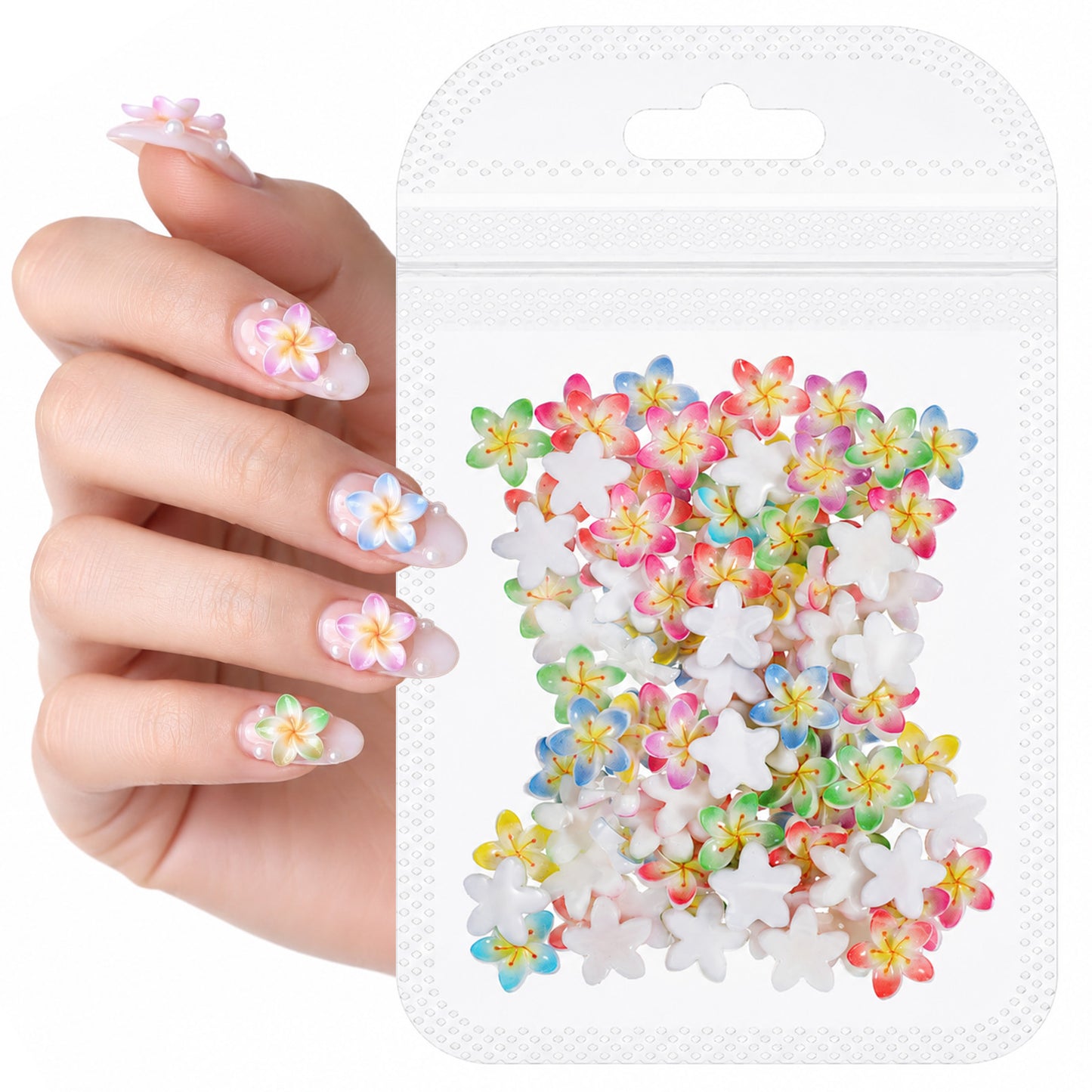 Ouligay 100Pcs Flower Nail Charms Colorful 3d Flowers For Nails Art Charms