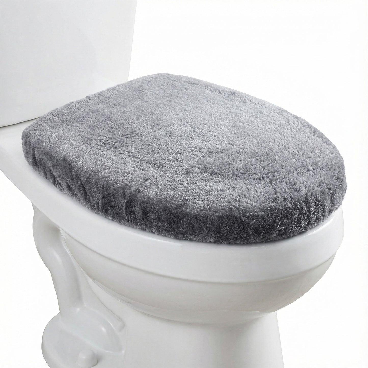 1 PCS Toilet Seat Lid Cover Microfiber Soft Velvet Toilet Cover Durable Adjustable Stretch Fuzzy Seat Covers with Elastic Bottom Absorbent Machine Washable Comfortable for Most Toilets Lids(Gray)