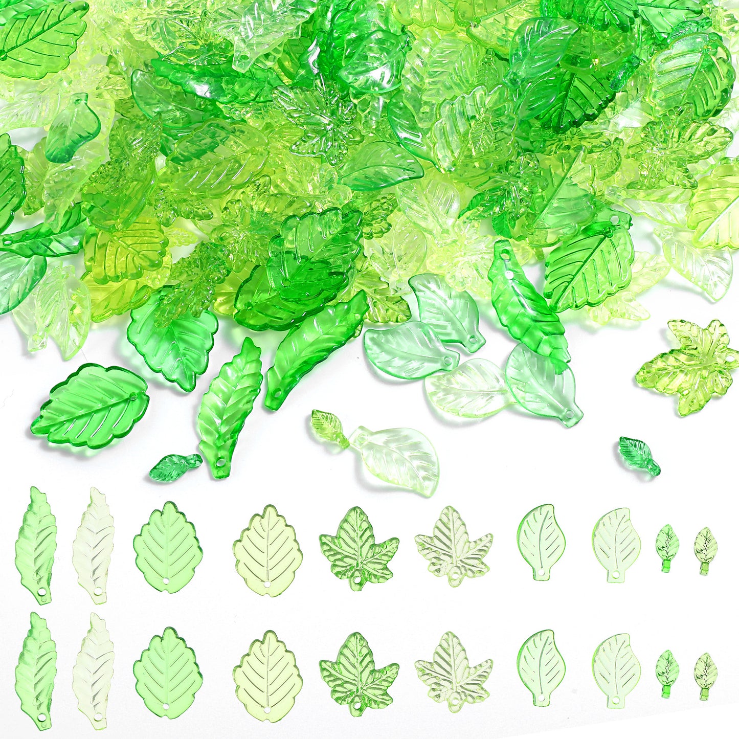400 PCS Green Acrylic Leaf Beads Charms for Jewelry Making and Crafts, Leaves for DIY Projects Jewelry Making DIY Spring Crafts Earring Bracelet