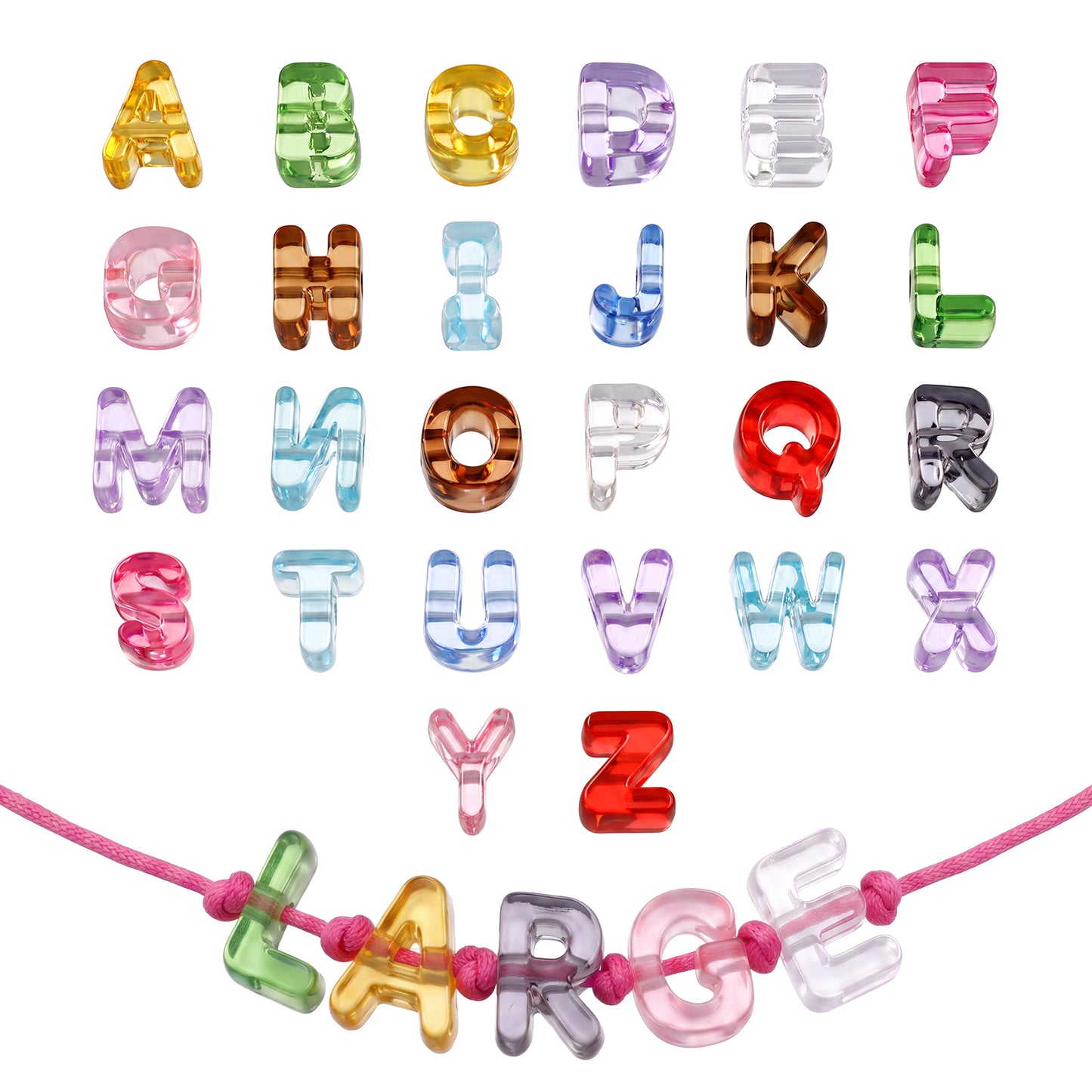 Quvvarly 26Pcs Alphabet Beads, Chunky Bubble Acrylic Large Letter Beads