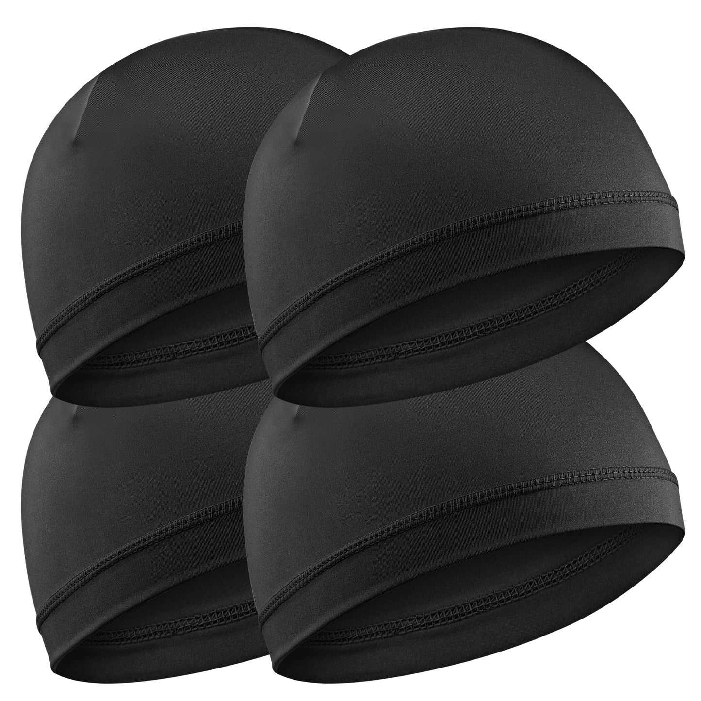 Wave Caps for Black Men, 4PCS Silky Stocking Caps Breathable Elastic Sports Bandana Silk Skull Cap Sleeping Shower Hair Wrap for 360 540 720 Waves(Thick Hair Style)