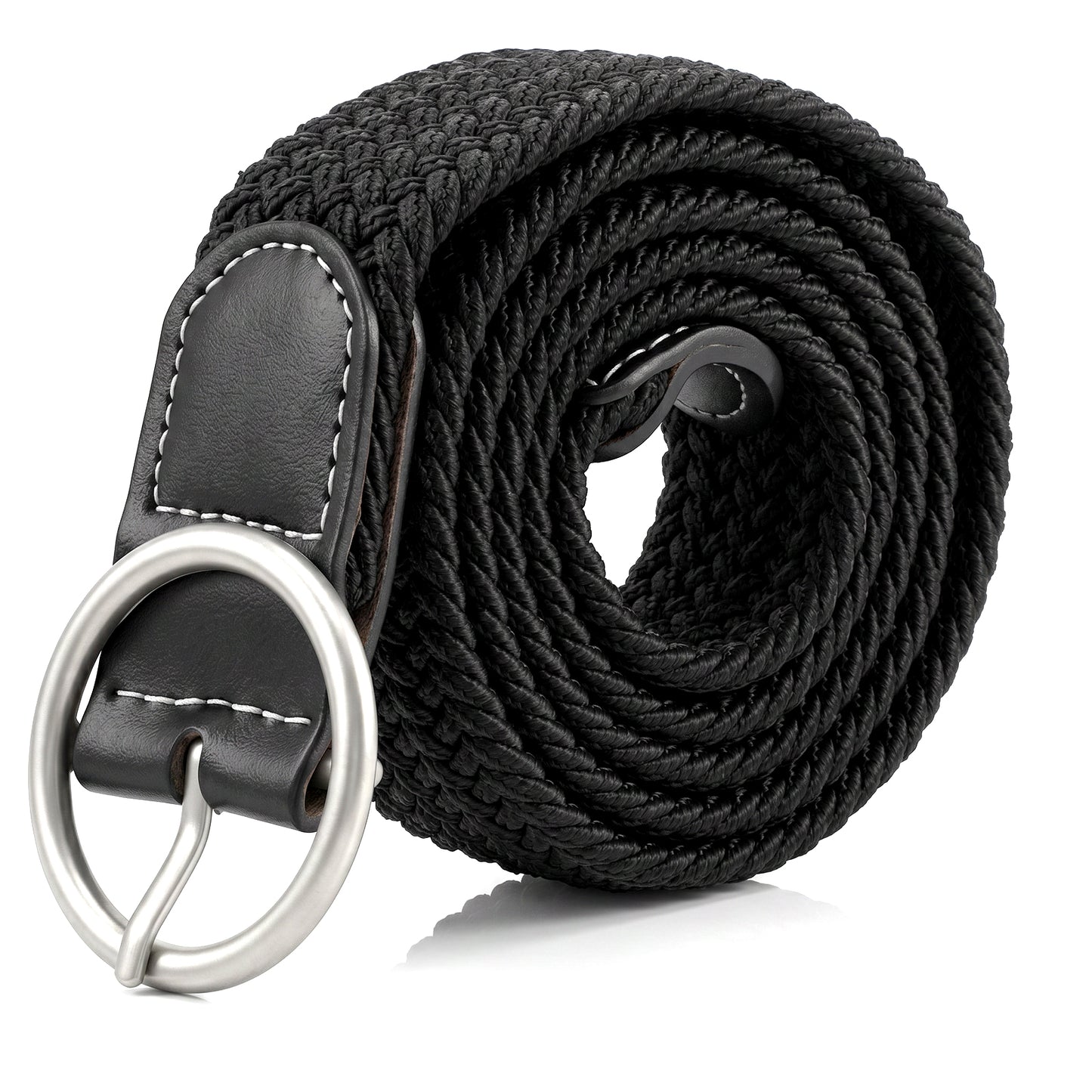 Xinjoduz Girls Elastic Braided Belt, Black Pin Buckle Stretch Elastic Braided Woven Toddler Kids Golf Baseball Belt for Girls and Boys Casual Jeans Shorts, Aged 3-18 Years (40.35 × 1.1 Inch)