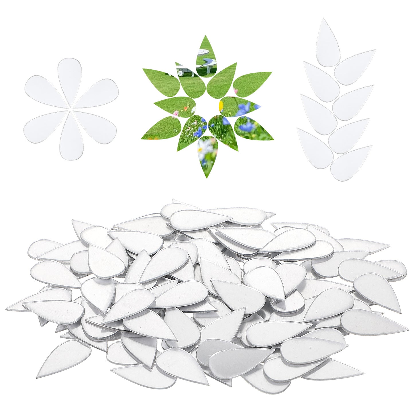 Ouligay 200 PCS Leaf Shape Small Mirrors for Crafts, Small Craft Mirrors