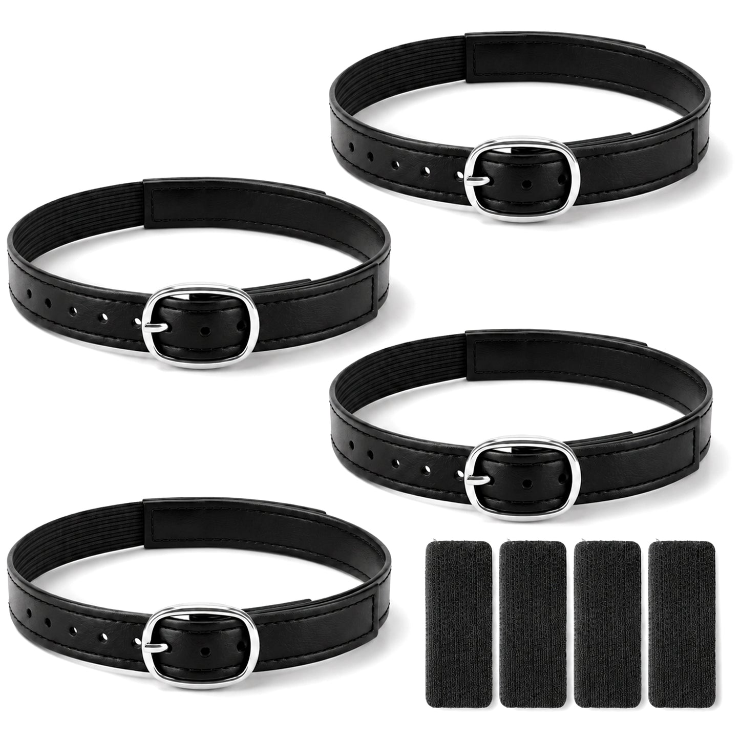 RAHHLIZS 4pcs Women's Heel Extender Straps Adjustable Elastic Leather Shoe Straps Detachable Buckle Belt Band for High Heels