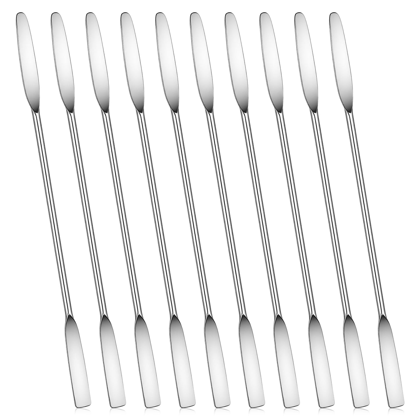 10 Pcs Lab Spatula Stainless Steel Mini Spatula Small Metal Spatulas Pharmacy Double Ended With Tapered Arrow And Flat Ends Square Round End Makeup Tool Spatulas for Mixing Cosmetics