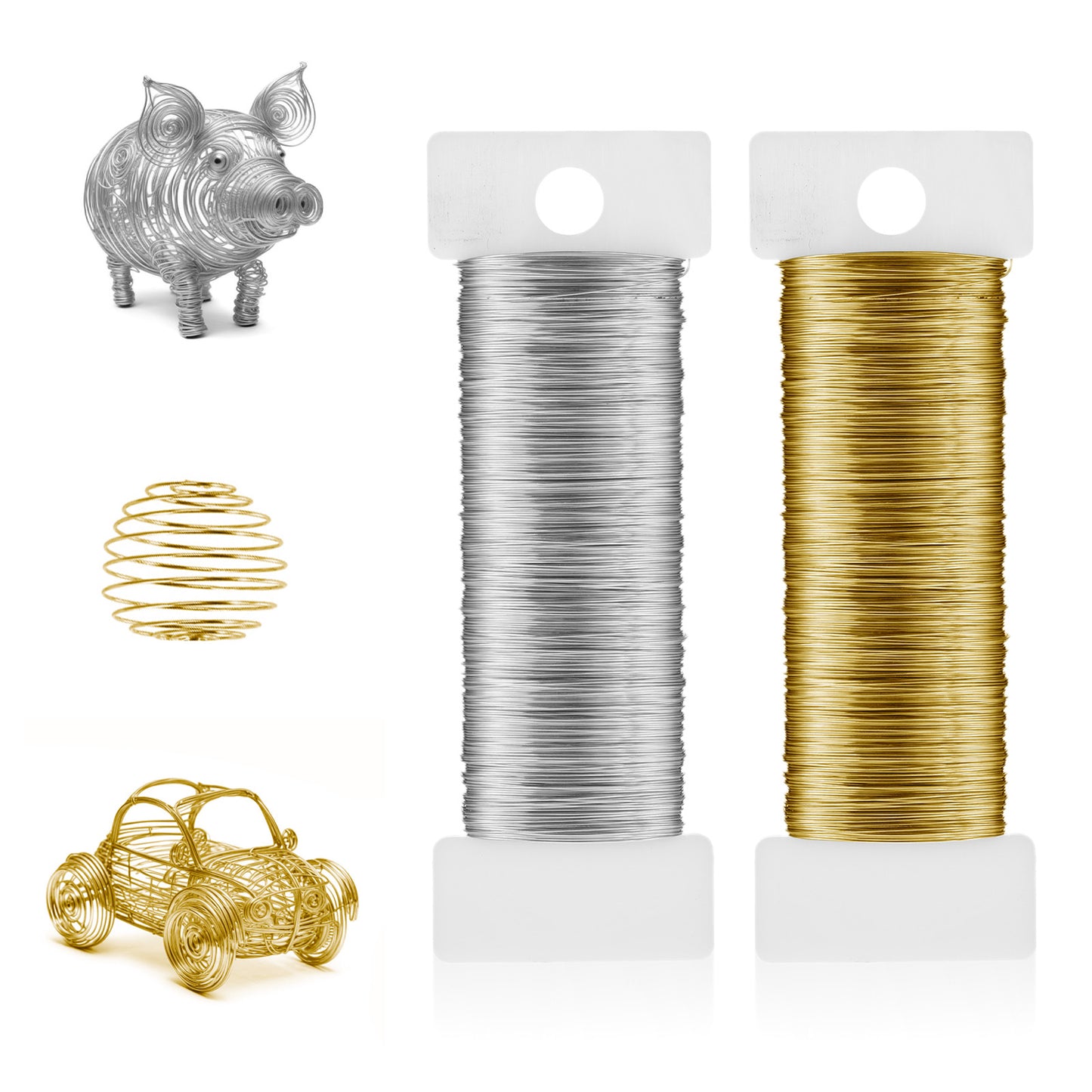 Nogeqi 2 Rolls 0.3mm/28 Gauge Thin Wire for Crafts, 164 Ft Bendable Jewelry Wire for Jewelry Making Earring Beading Crafting Wrapping Sculpting DIY (Gold, Silver)