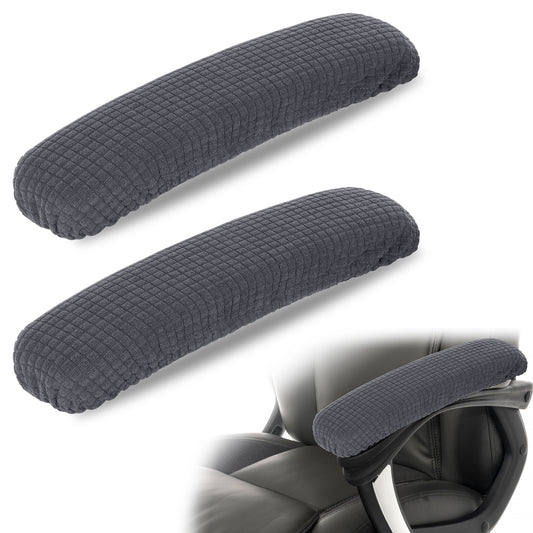 2PCS Office Chair Arm Covers Removable 30cm Polyester Gaming Chair Armrest Slipcovers, Machine Washable Stretchable Elastic Desk Armrest Pads Covers for Universal Office and Gaming Chairs (Dark Gray)
