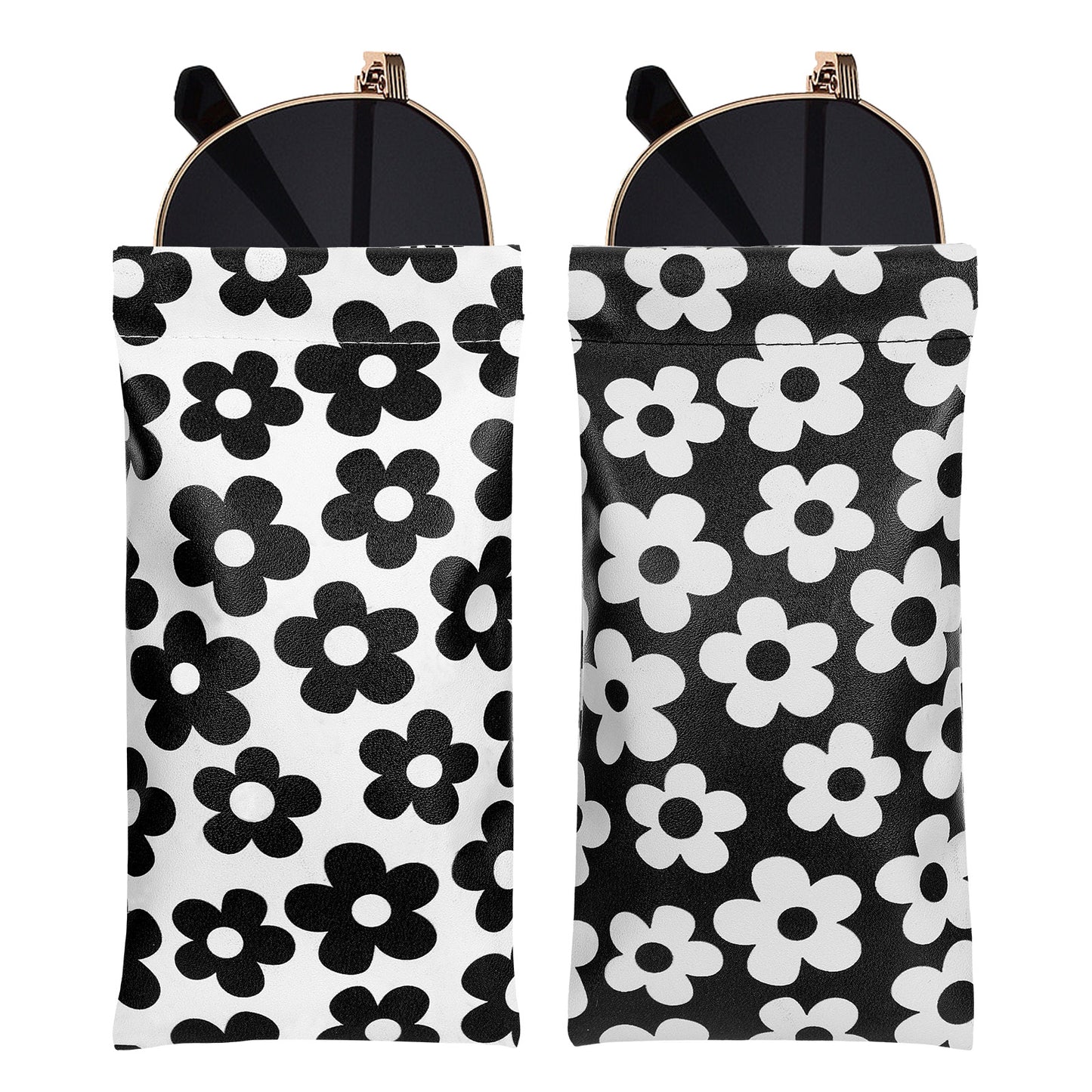 Shimmeroo Sunglass Soft Eyeglass Cases for Women,PU Leather Sunglasses Pouch Cute Glasses Pouch Bag for Women Girs
