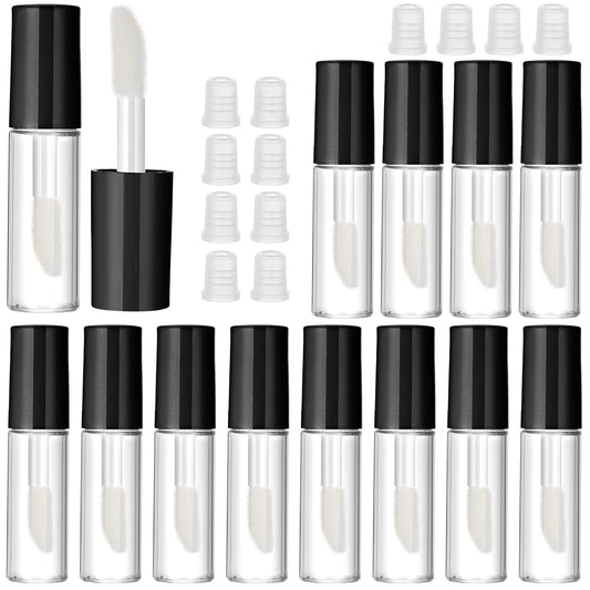 1.2ml 12 PCS Empty Lip Gloss Tubes with Wand Mini Lip Balm Gloss Containers Cute Plastic Lipgloss Tube Container Clear Refillable Lipgloss Making Supplies Kit for DIY Makeup(Black Tube Cap)