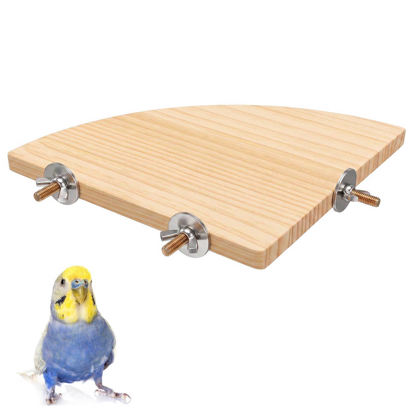 1 Pcs Bird Perches for Cage, Flat Wooden Platform Perch Parrot Perch for Chewing & Rest, Bird Cage Accessories for Small Birds & Small Animals (Natural Wood, 6.69x6.57 In)
