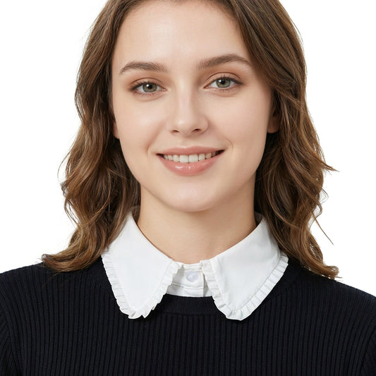 Ymapinc Women’s Detachable Dickey Collar - White Fake Half Shirt Insert Blouse with Ruffles for Women, Lady Dress Decoration
