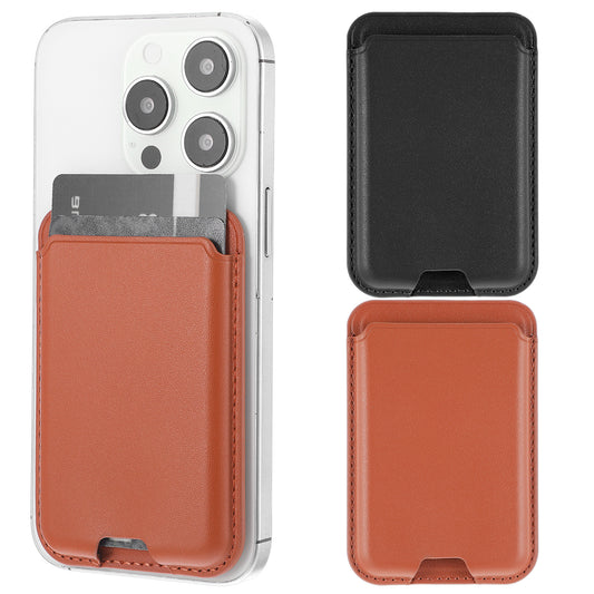 Tyqour 2Pcs Leather Phone Wallet Stick on Phone Card Holder Sticky Wallet for Phone Case Pocket Sticky Credit Card Holder for Back of Phone Case Compatible with Most Smartphones Fit 3 Cards