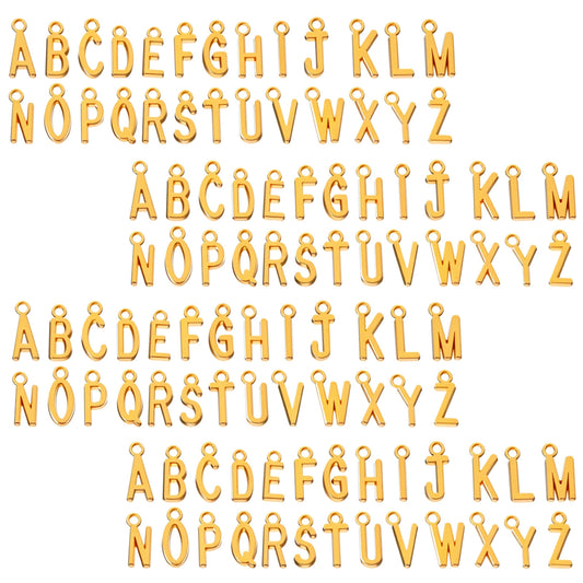 104 Pcs Metal Letter Pendant Charms Capital A-Z Charms Letter Charm Alphabet with Open Jump Rings for Bracelets Necklace Earring Jewelry DIY Crafts Making Supplies Women Festival Gift
