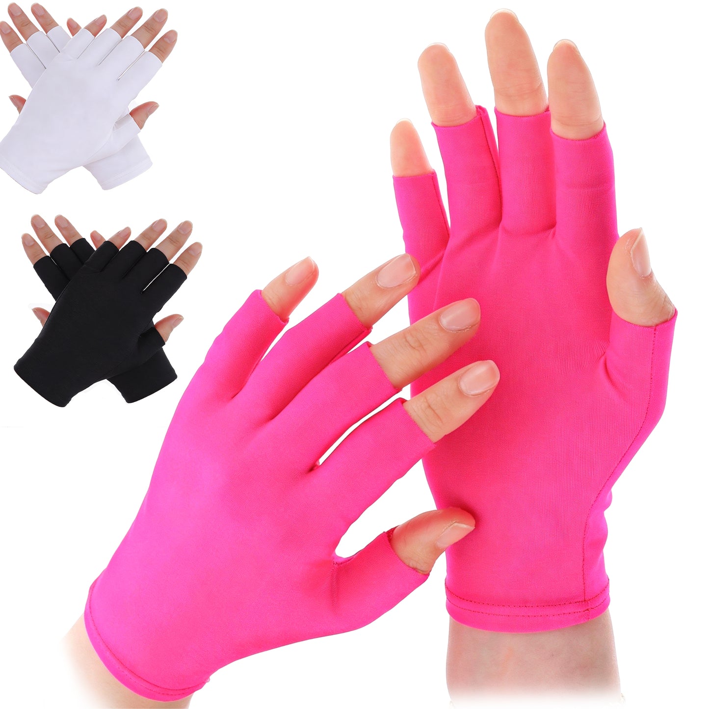 4 Pairs UV Gloves for Gel Manicures, Fingerless UPF UV Light Protection Gloves, Anti UVA UVB Gel Nail Lamp Glove for Gels Nail Lamp Fingerless U V Light Glove for Prevent Hands from Harm for Women