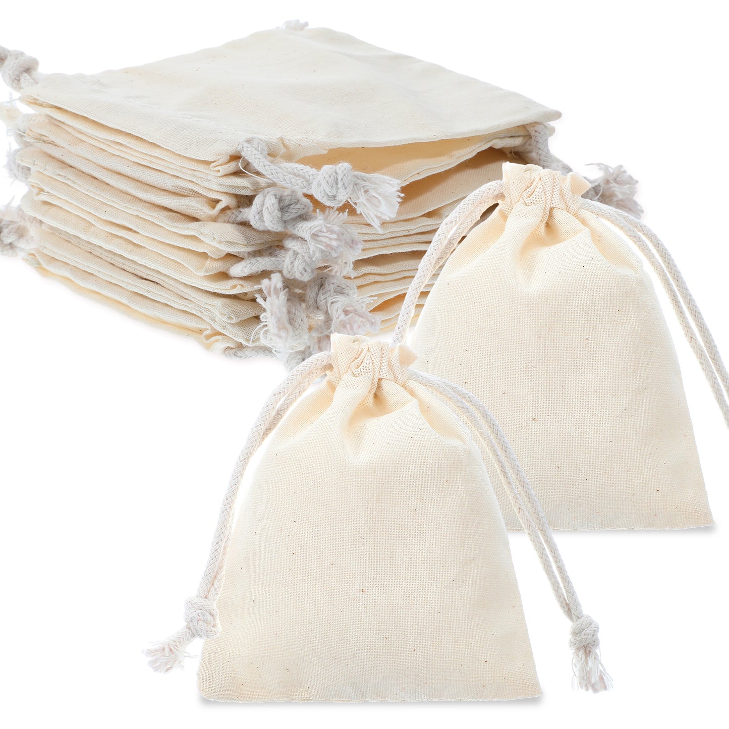 Tyqour 10pcs Muslin Bags, Small Drawstring Bags Pouch, Small Cloth Bags, Small Jewelry Gift Bags Drawstring, Reusable Cotton Canvas Bags for Party, Wedding, Home Supplies, 7.87 x 5.91 Inches