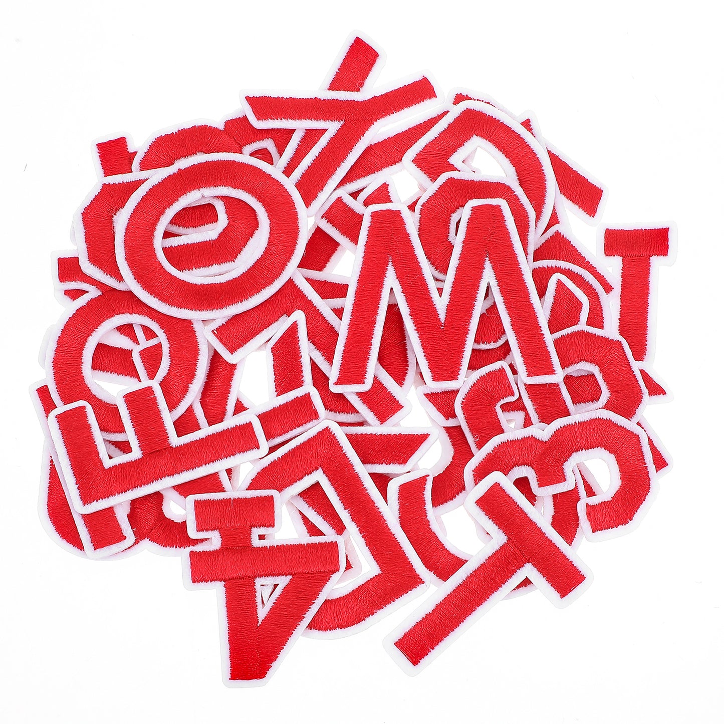 Xinjoduz 72 PCS Letters and Numbers Iron on Patches, Embroidered Patches Alphabet A-Z Number 0-9 Sew on Patches Appliques Iron Patches for Clothing Pants Hats Jeans Jackets Backpacks DIY Crafts(red)