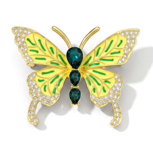 Ymapinc Vintage Butterfly Brooch, Elegant Emerald Rhinestone Pin for Women, Bag Charm for Tote, Lapel Dress Decor, Valentine Gift Wedding Accessory for Girlfriend