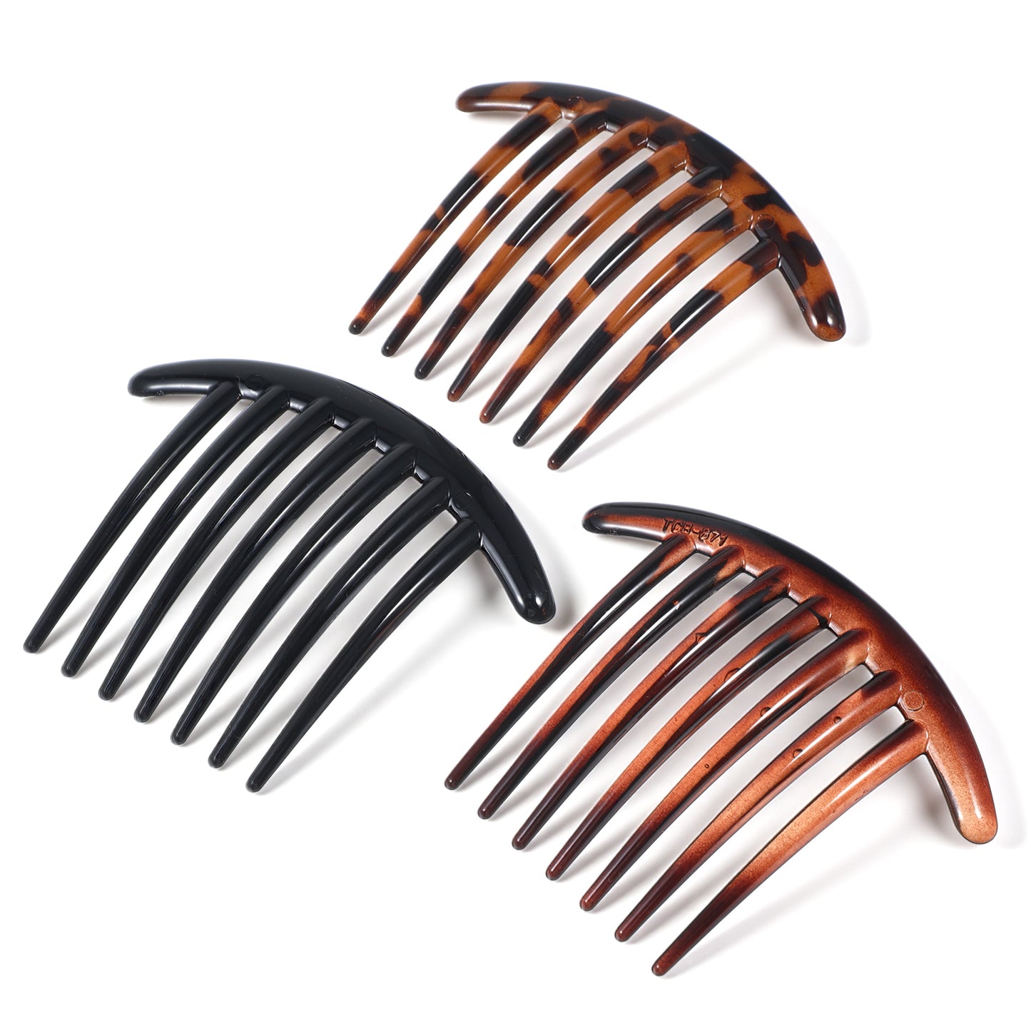RAHHLIZS 3pcs French Hair Comb for Women Girls Elegant Updos Bridal Jewelry Hairs Clips Pins Side comb 7 Tooth for Fine Hair (Black, Gray, Brown)