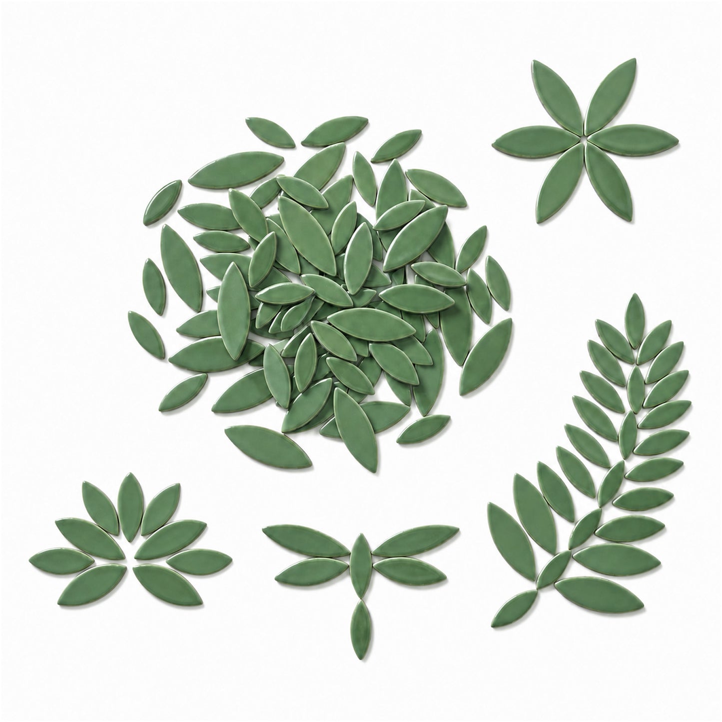 Matwsec 100g Petal Mosaic Tile Leaf Shape Ceramic Tiles Pieces for Crafts