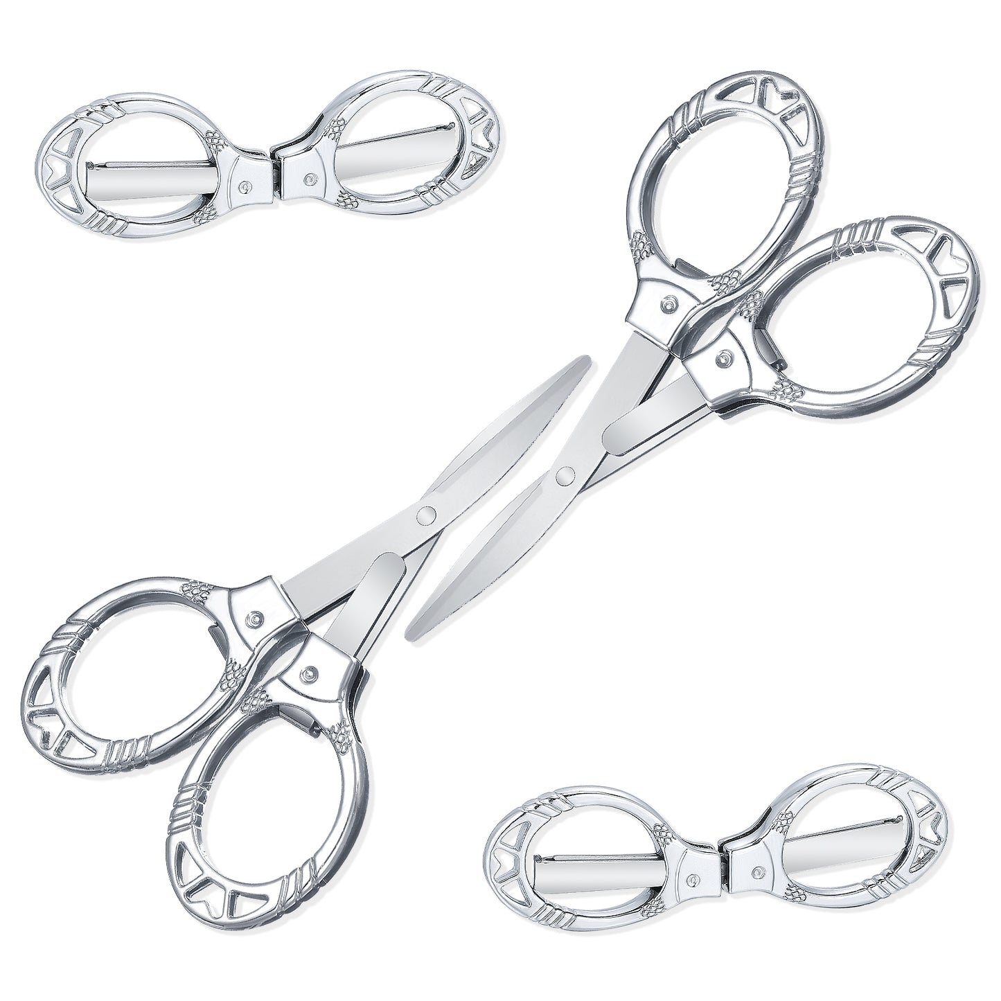 2 Pieces Foldable Scissors, Small Scissors Mini Stainless Steel Folding Travel Scissors for Home Office Outdoor Nurse Portable Pocket Scissors Tiny Mini Craft Cutter (Silver)