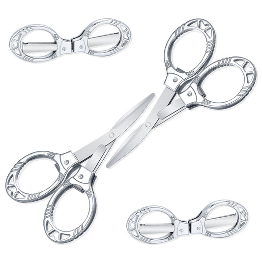 2 Pieces Foldable Scissors, Small Scissors Mini Stainless Steel Folding Travel Scissors for Home Office Outdoor Nurse Portable Pocket Scissors Tiny Mini Craft Cutter (Silver)
